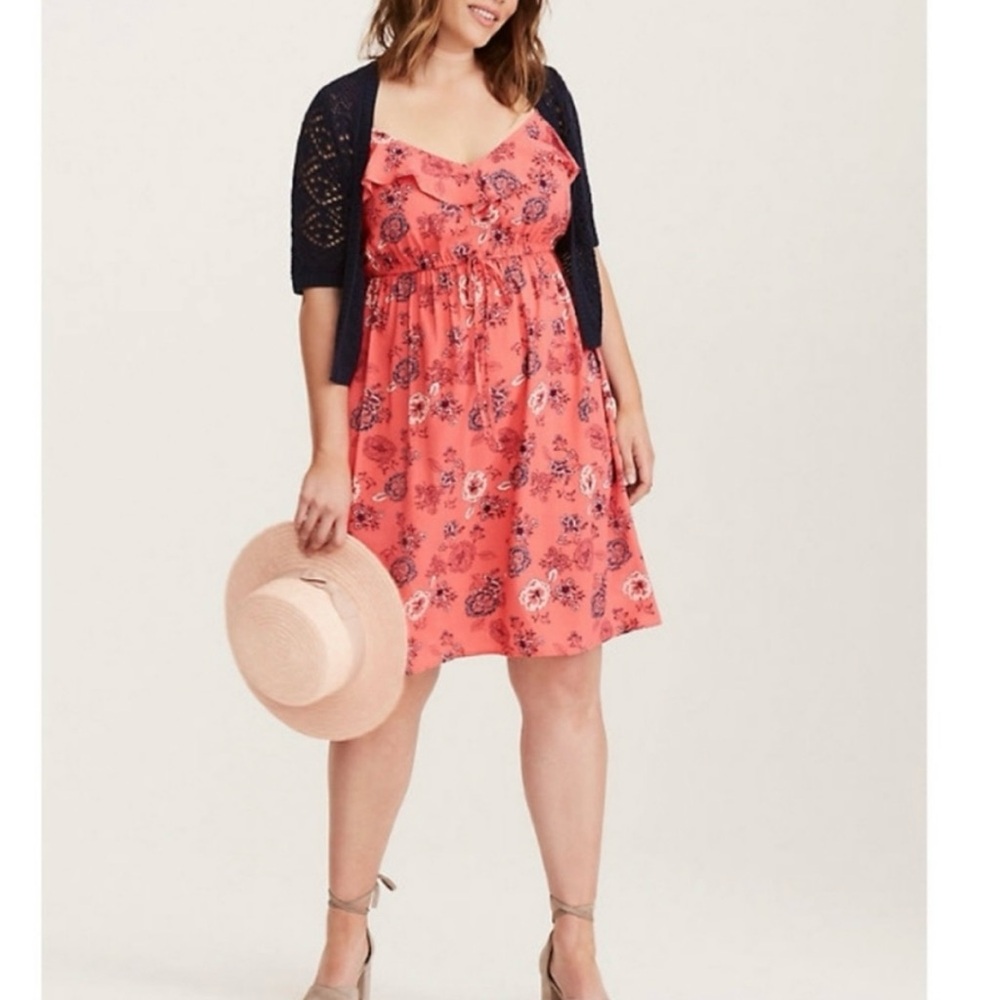 Torrid Floral Challis Dress Coral Size 1